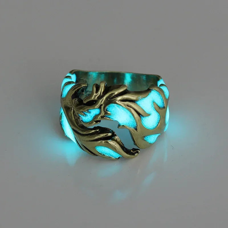 Punk fashion personality luminous dragon ring